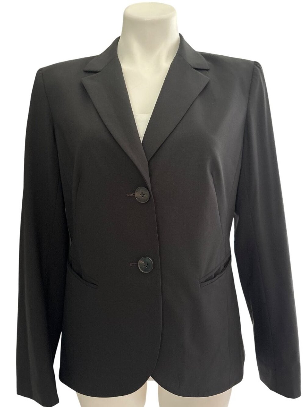 Lafayette 148 NY Women's Black Button Front Tailored Blazer, Wool Blend Size 8